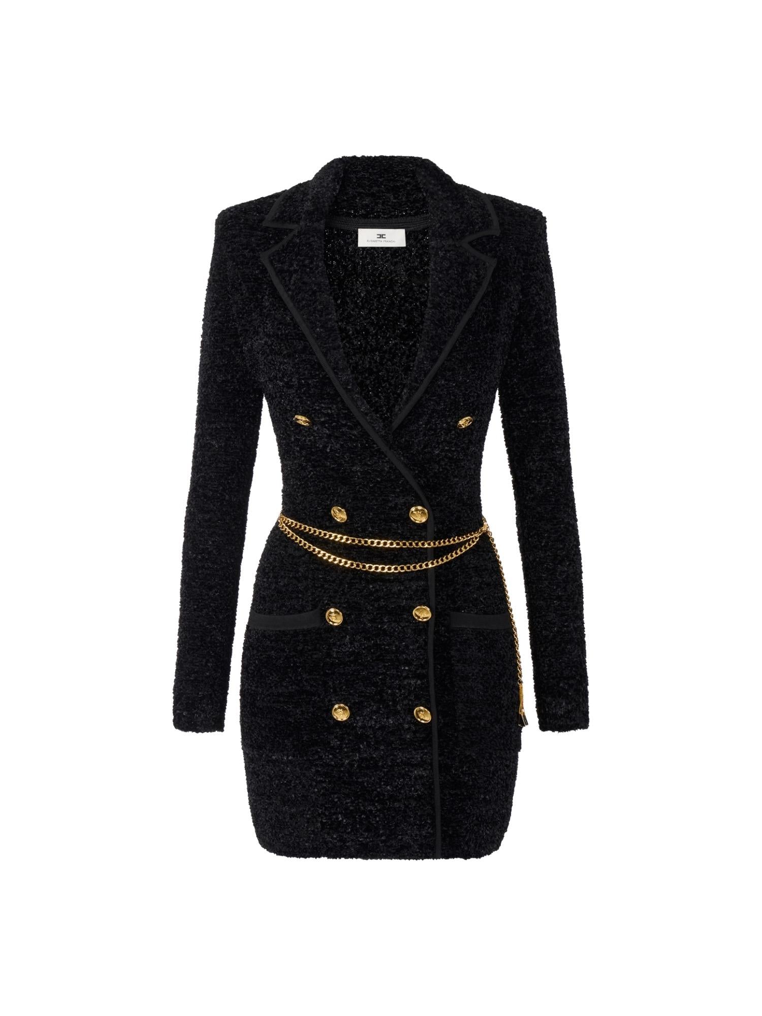 Elisabetta Franchi Abito doppiopetto in ciniglia bouclè