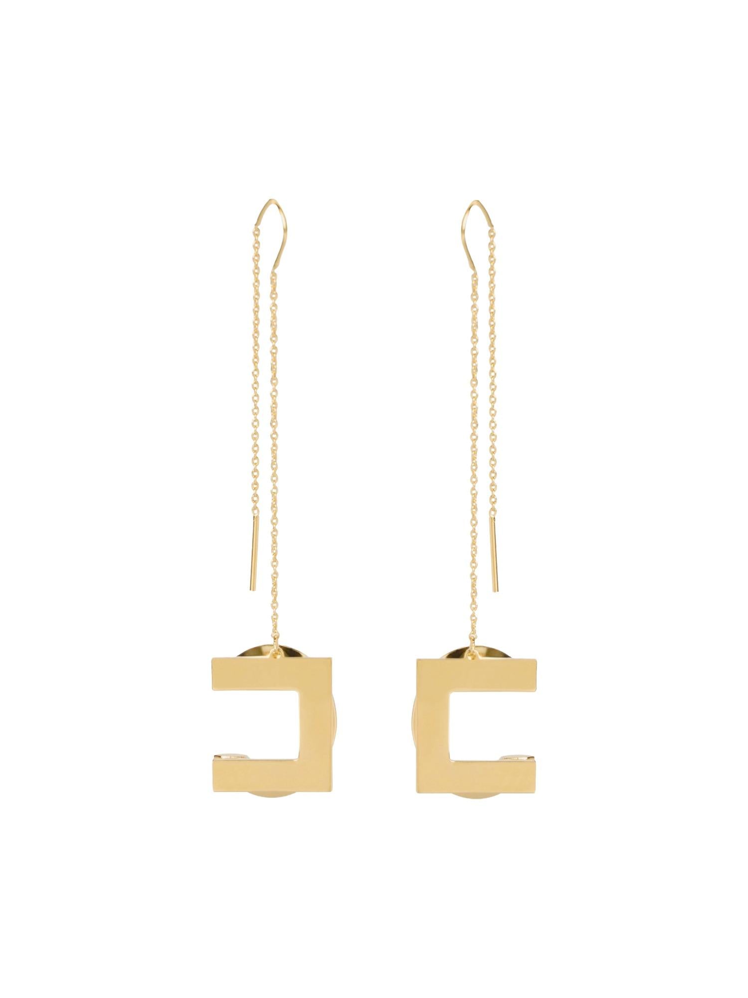 Elisabetta Franchi Orecchini con catenella e logo