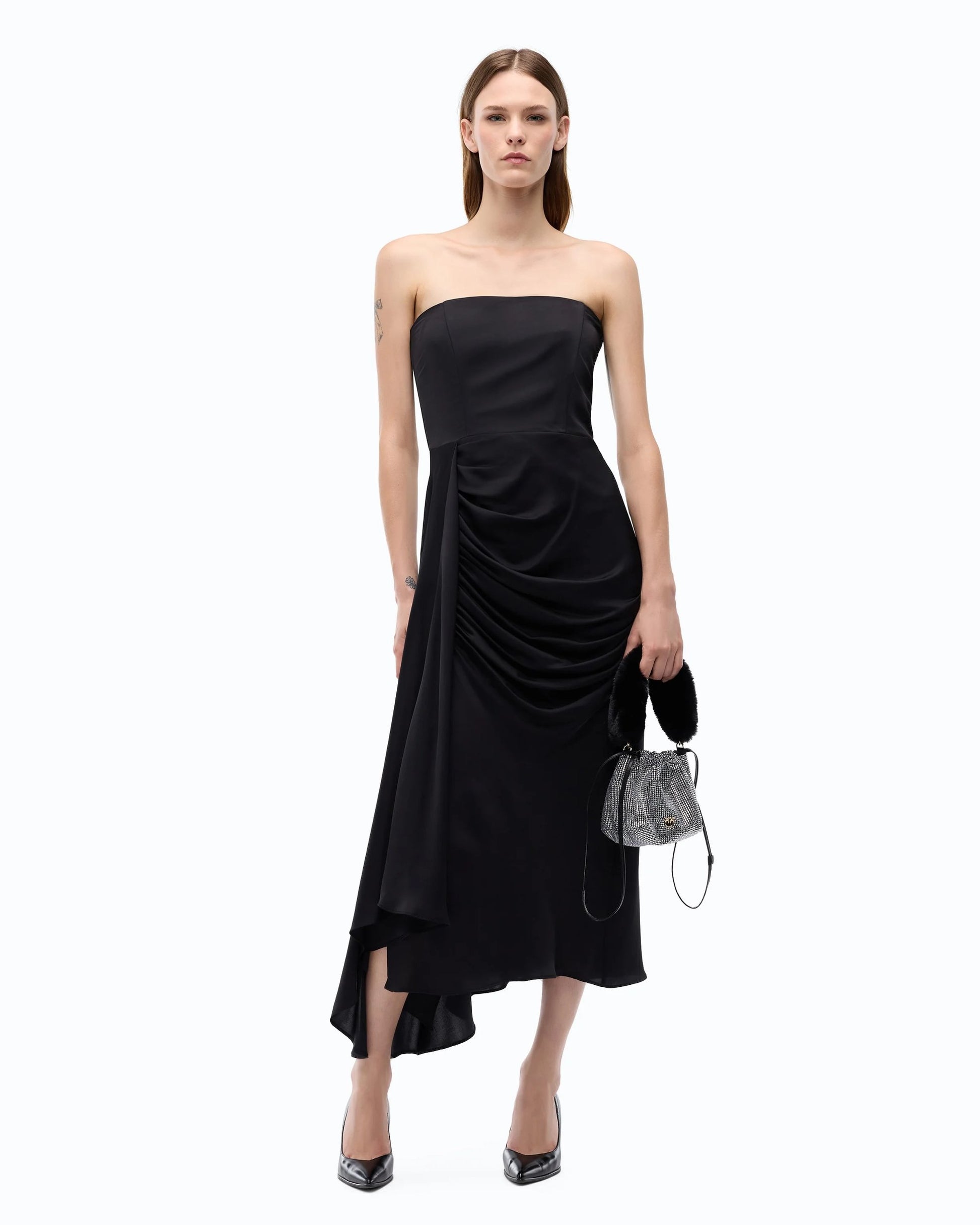 Pinko Abito Satin Smanicato con Drappeggi donna