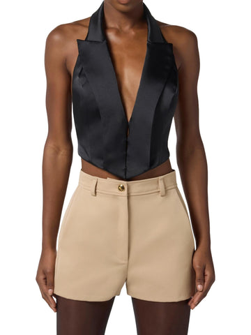 Elisabetta Franchi Gilet in raso con cinturini