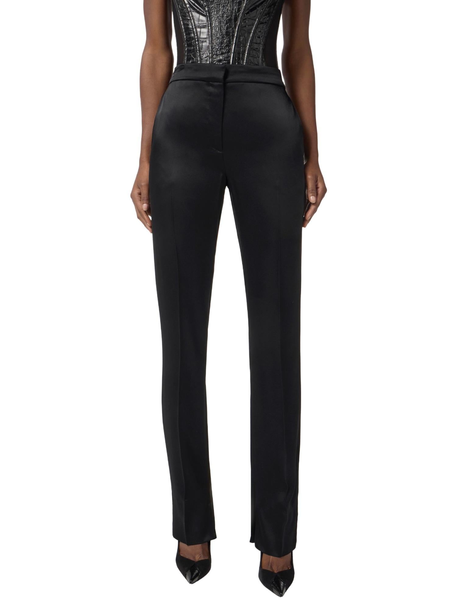 Elisabetta Franchi Pantalone in raso con spacchetti