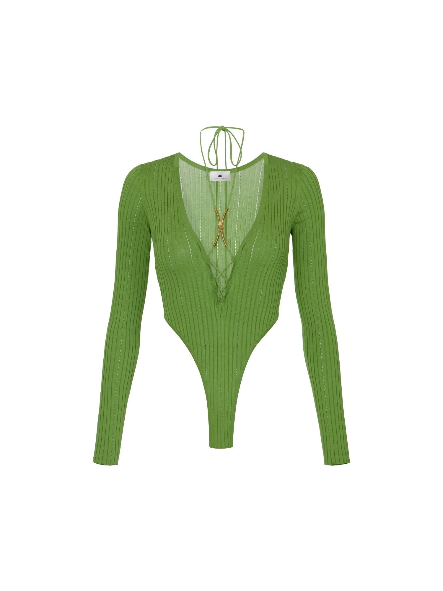 Elisabetta Franchi Body in maglia con dettaglio gioiello