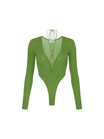 Elisabetta Franchi Body in maglia con dettaglio gioiello