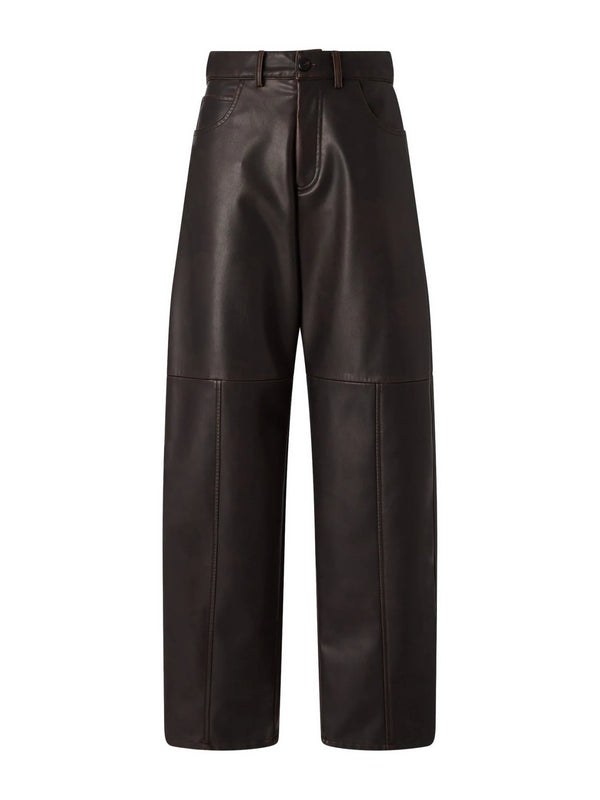 Pantalone barrel fit in tessuto effetto nappa