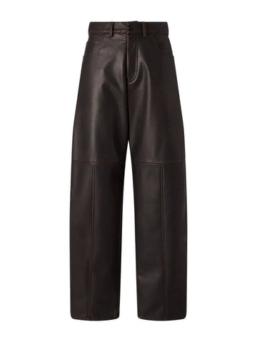 Pantalone barrel fit in tessuto effetto nappa