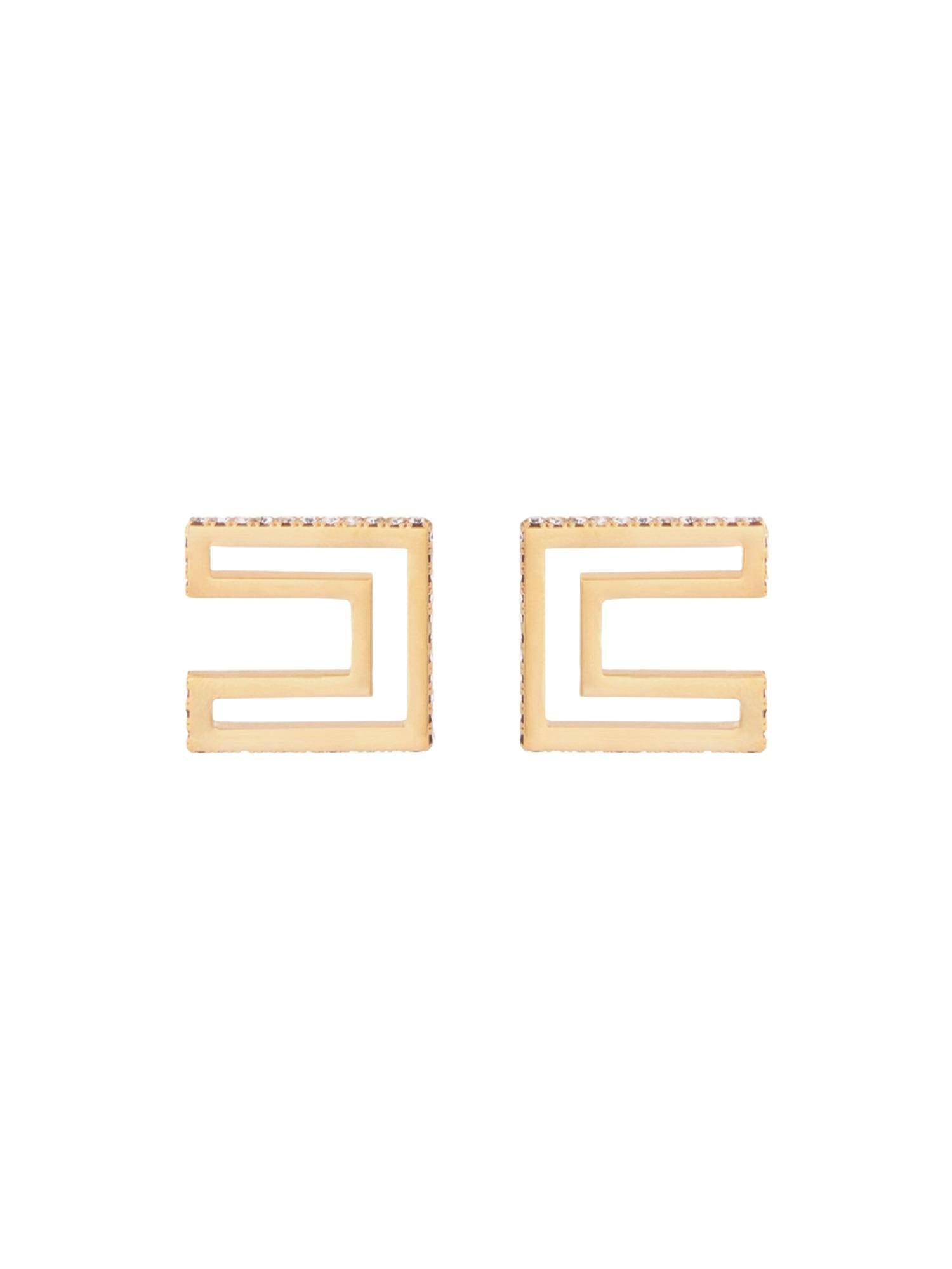 Elisabetta Franchi Orecchini con logo e strass