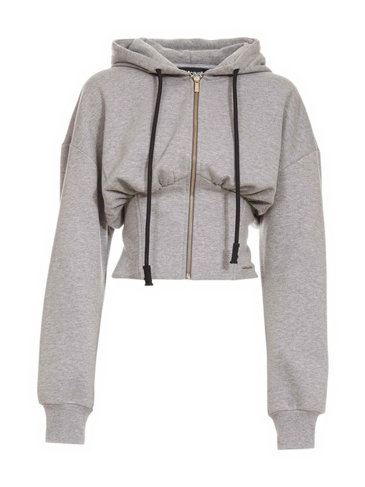 Felpa Cropped con Cappuccio e Arricciatura