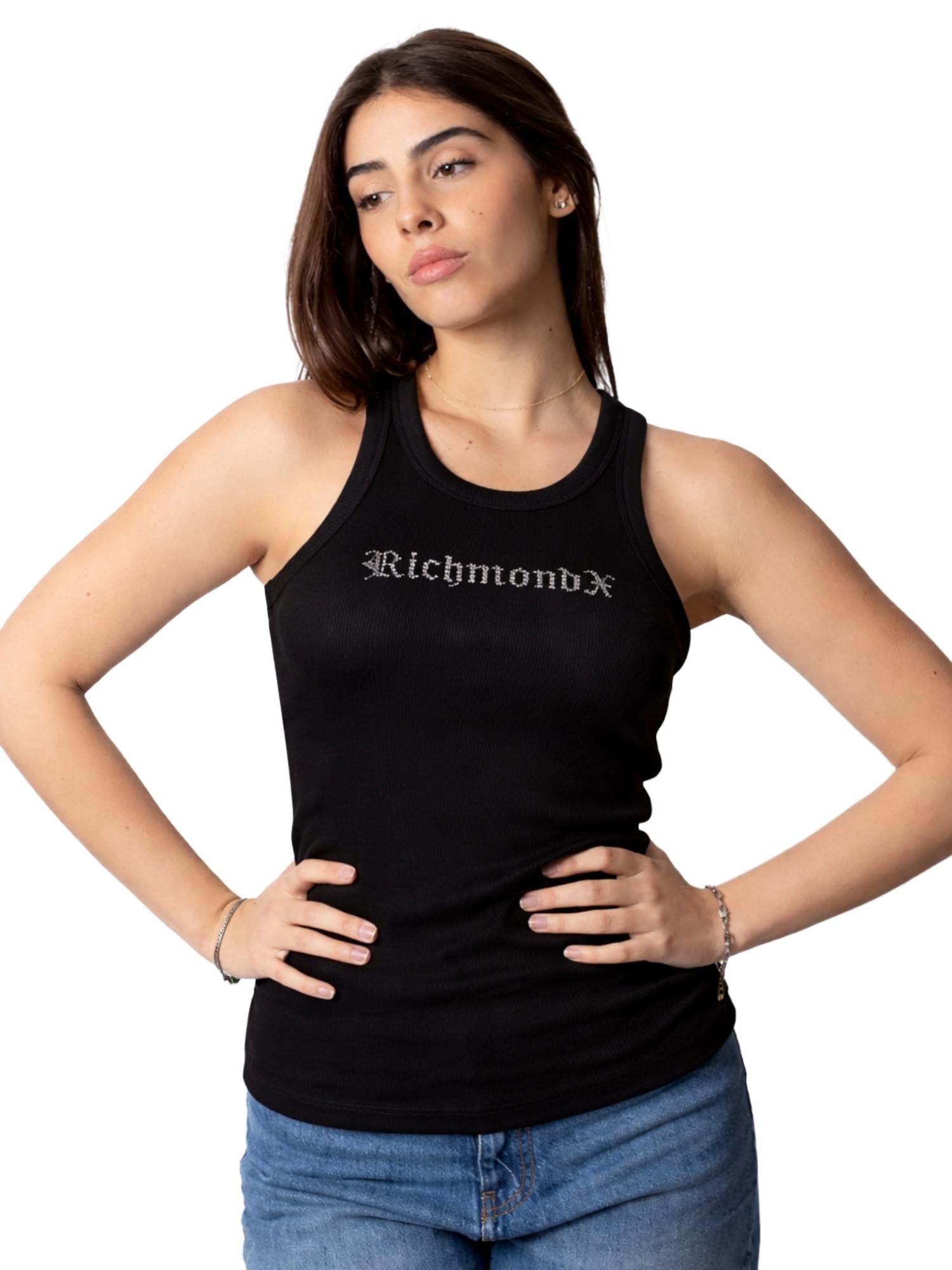 Richmond X Canotta con logo in cristalli Verkili