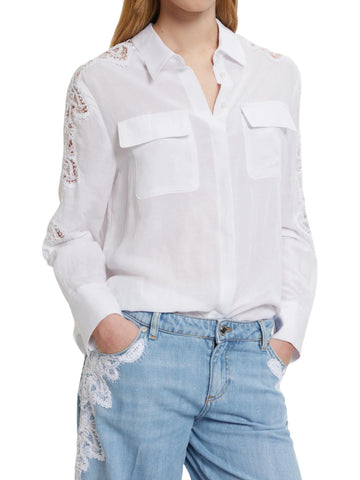 Ermanno Firenze Camicia con ricami in pizzo