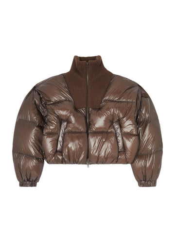 Piumino down in ripstop con collo a maglia