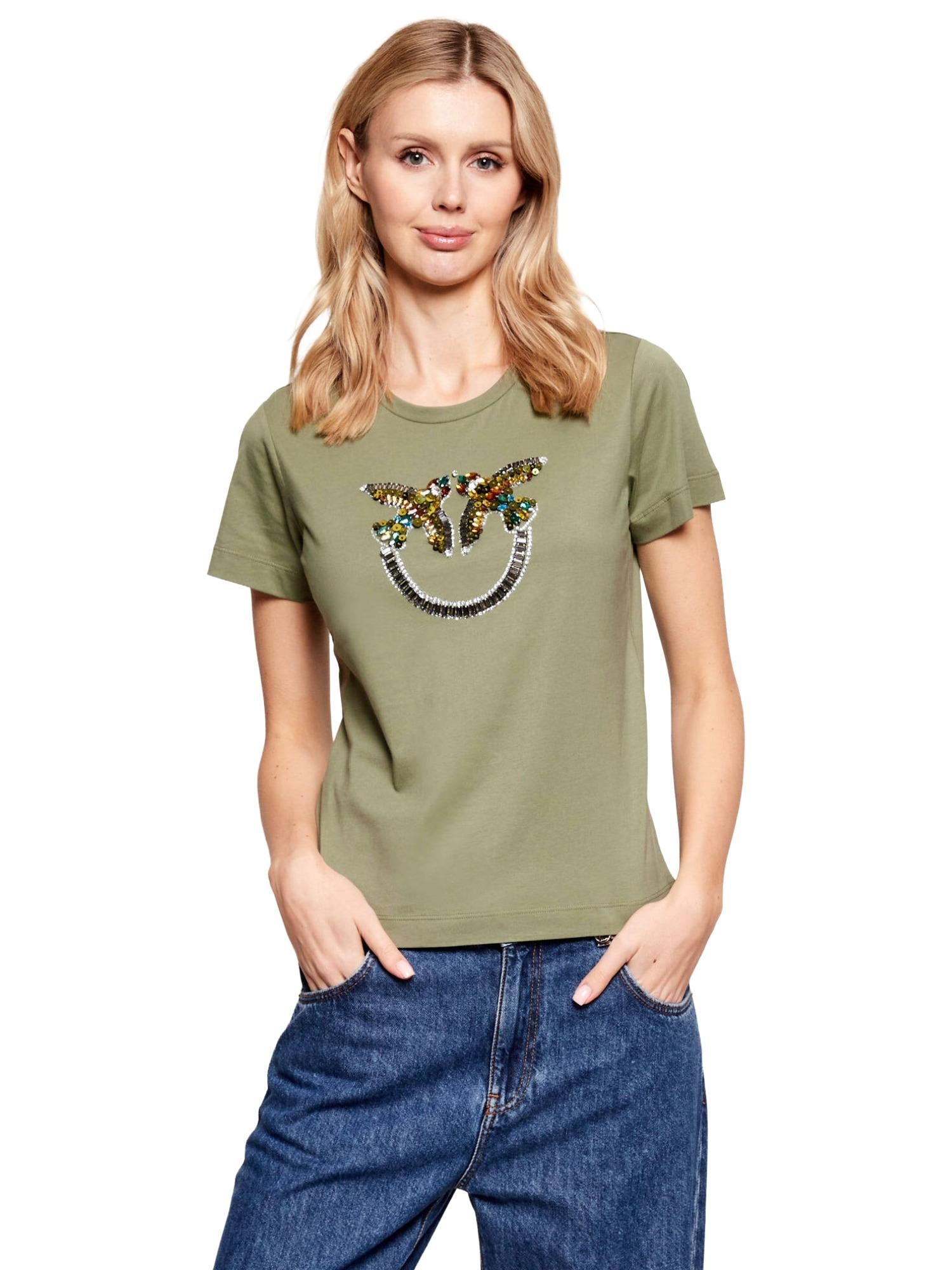Pinko T-shirt con cristalli Quentin