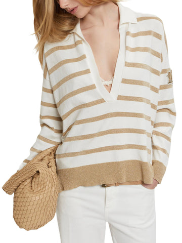 Ermanno Firenze Polo a righe con scollo a V