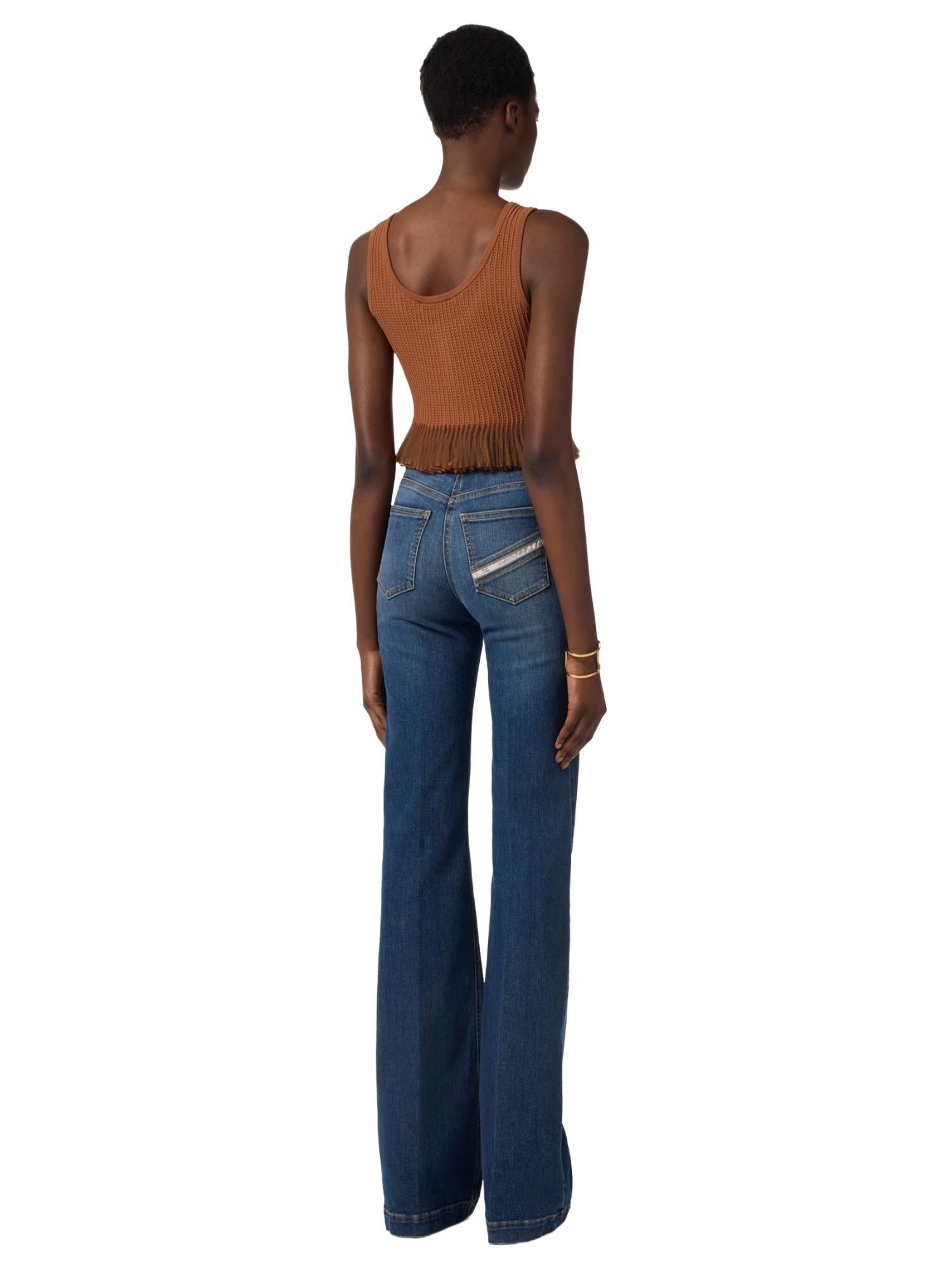 Elisabetta Franchi Jeans a palazzo con bottoni