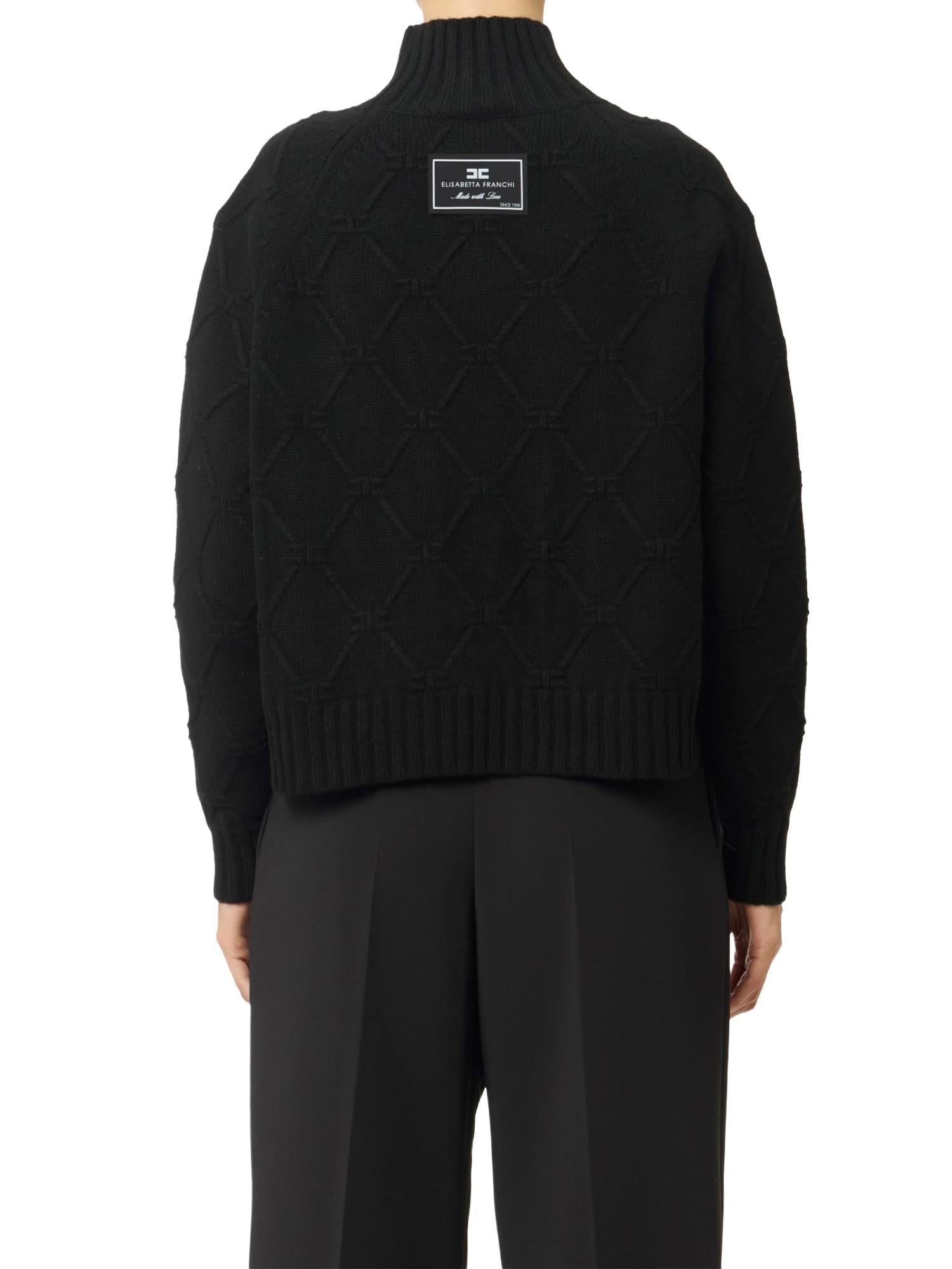 Elisabetta Franchi Maglione a dolcevita con motivo a losanghe