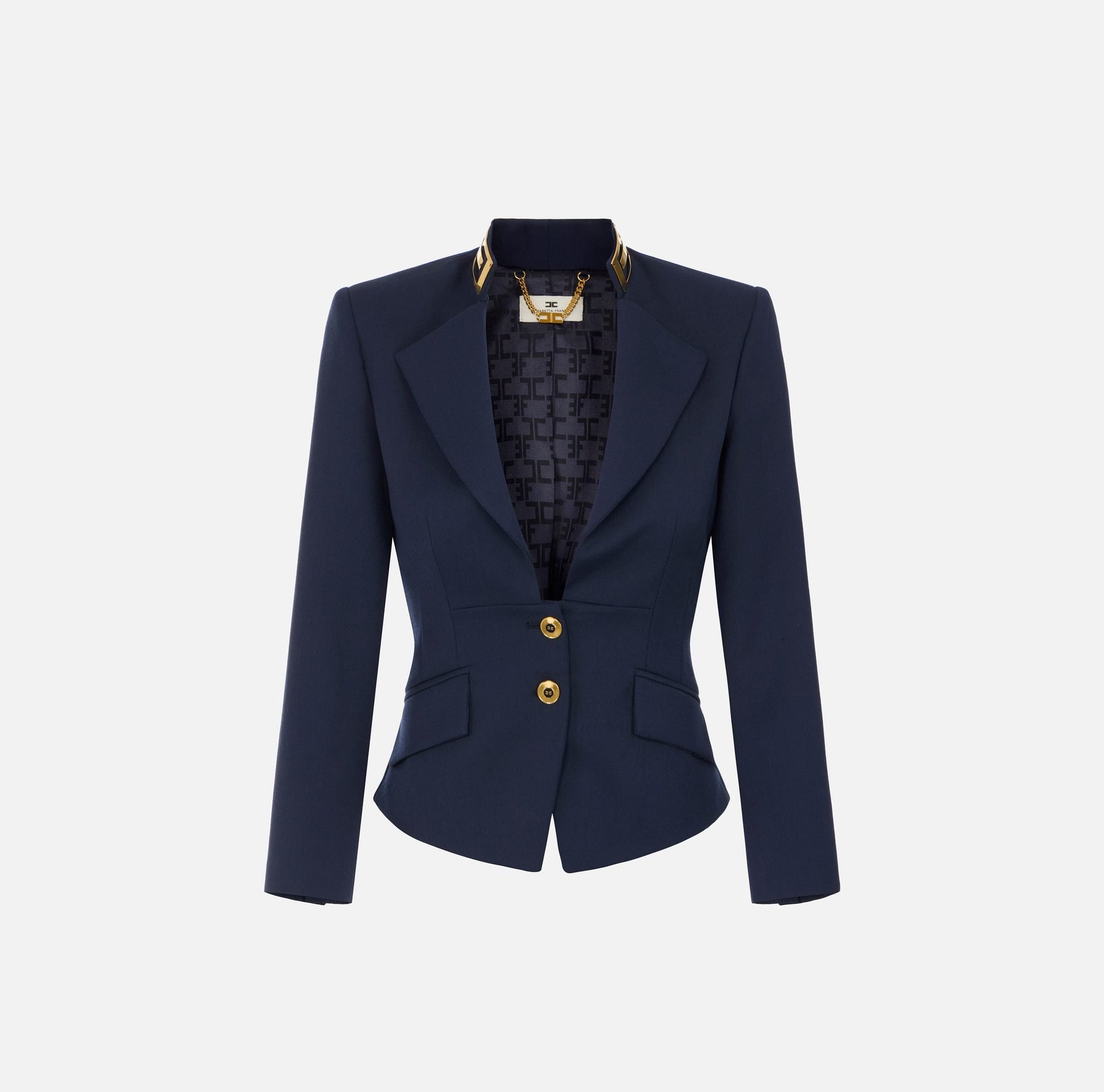 Giacca in gabardina con collo gioiello