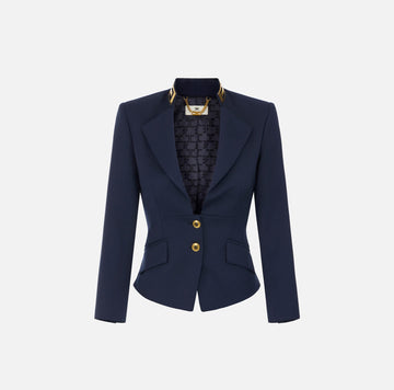 Giacca in gabardina con collo gioiello