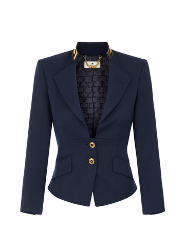 Giacca in gabardina con collo gioiello