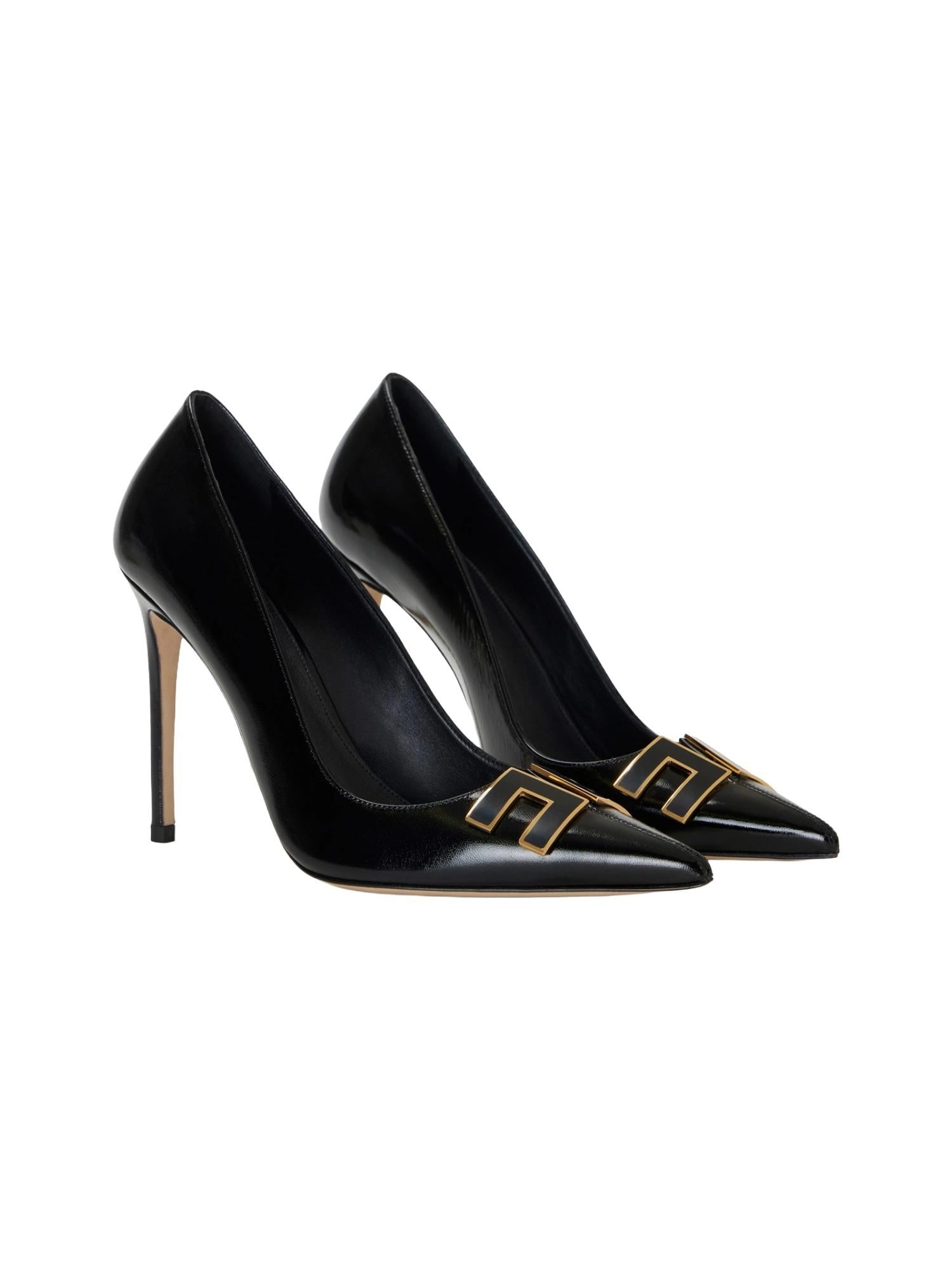 Elisabetta Franchi Decolletè in pelle con logo 10,5 cm