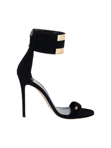 Elisabetta Franchi Sandali in suede con logo gioiello 10,5 cm
