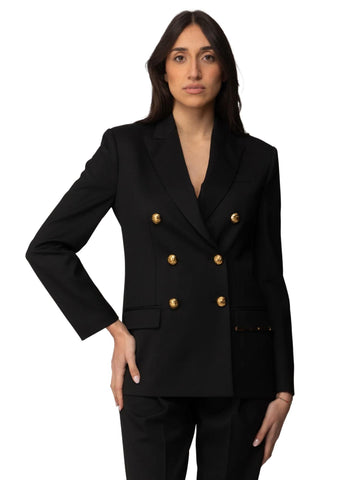 Elisabetta Franchi Giacca doppiopetto con placca gioiello