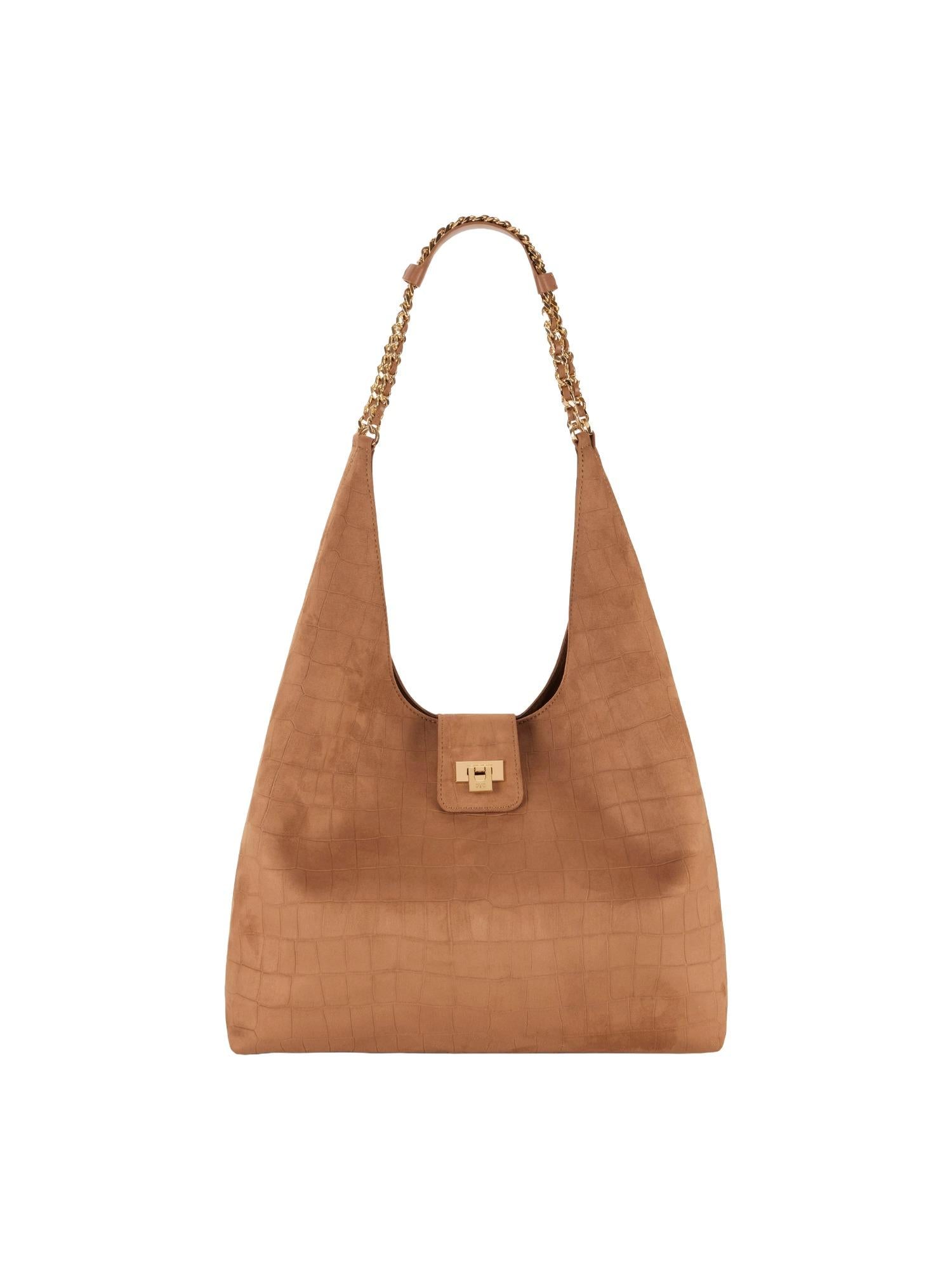 Elisabetta Franchi hobo-tas in ecosuède met krokodillenprint
