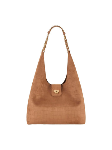 Elisabetta Franchi Borsa hobo in ecosuede stampa cocco
