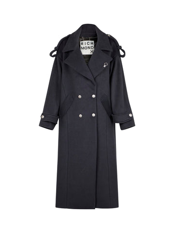 Cappotto Lungo Doppiopetto con Collo Bavero