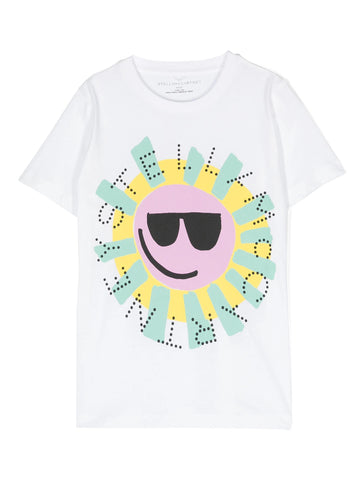 Stella McCartney T-shirt con maxi stampa Sunshine Face
