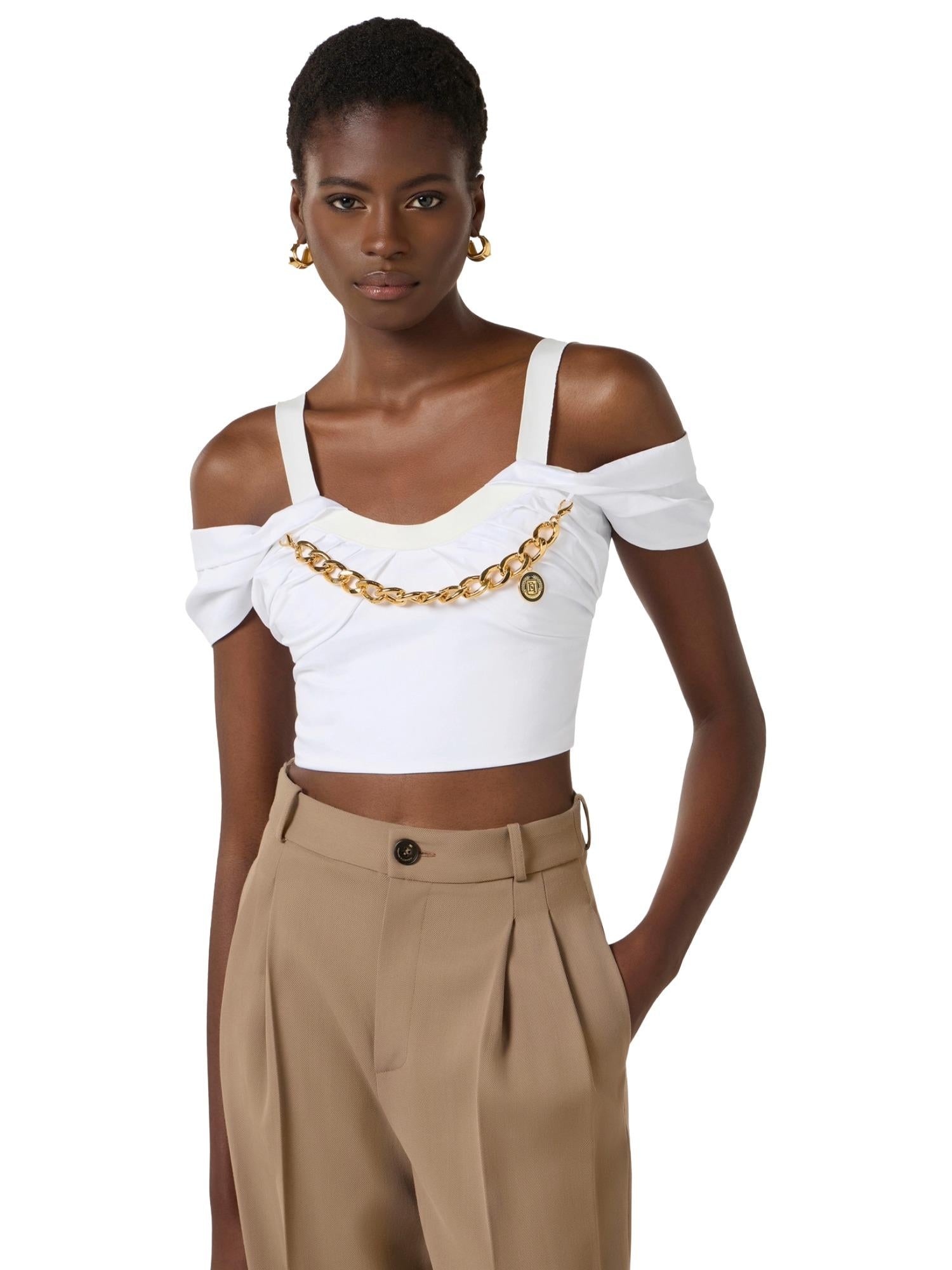 Elisabetta Franchi Top con catena gioiello
