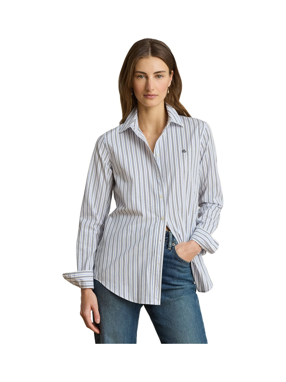 Camicia a righe in tessuto broadcloth, vestibilità classica