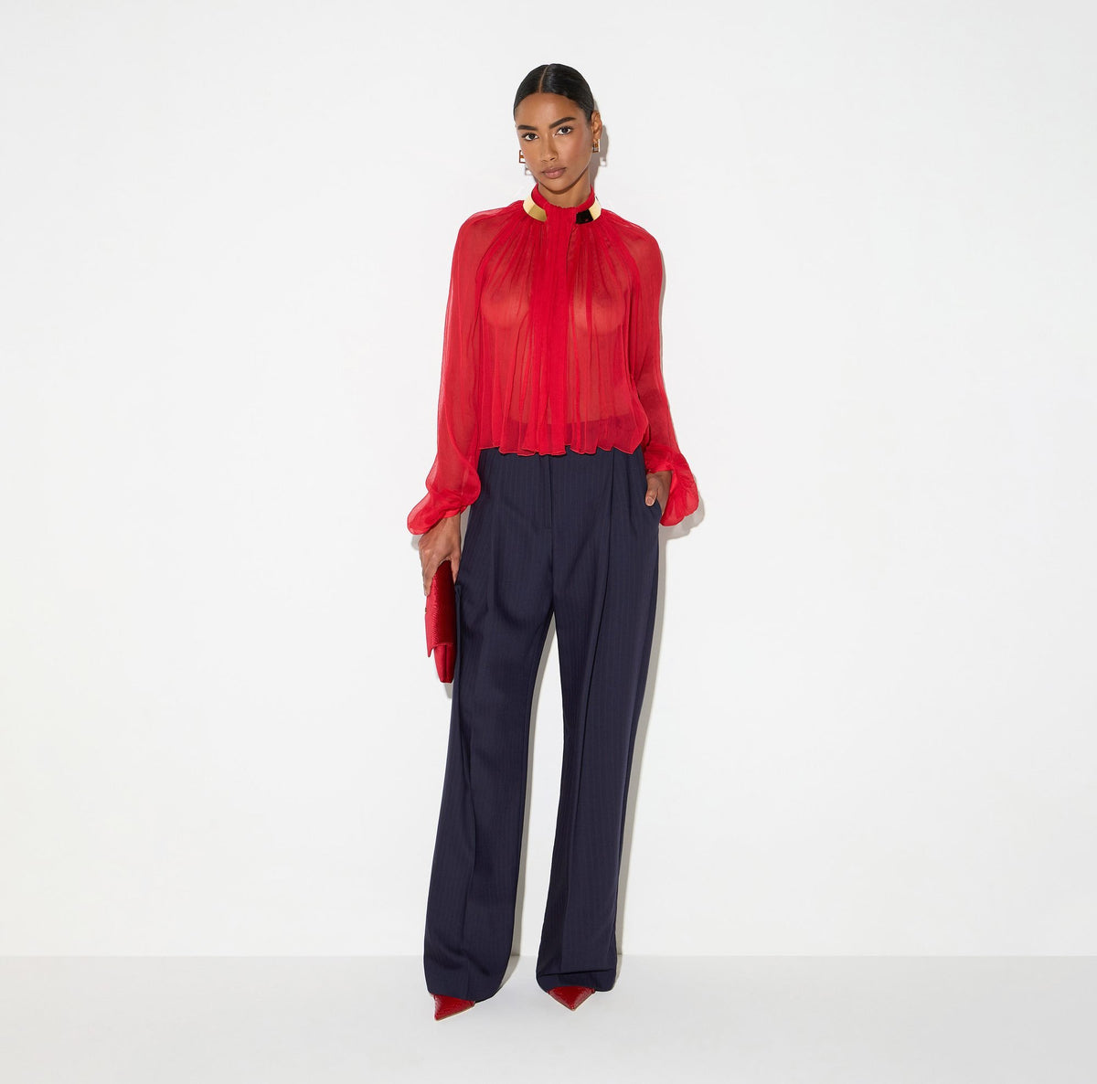 Pantaloni in fresco lana gessato