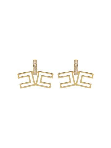 Elisabetta Franchi Orecchini con strass e logo