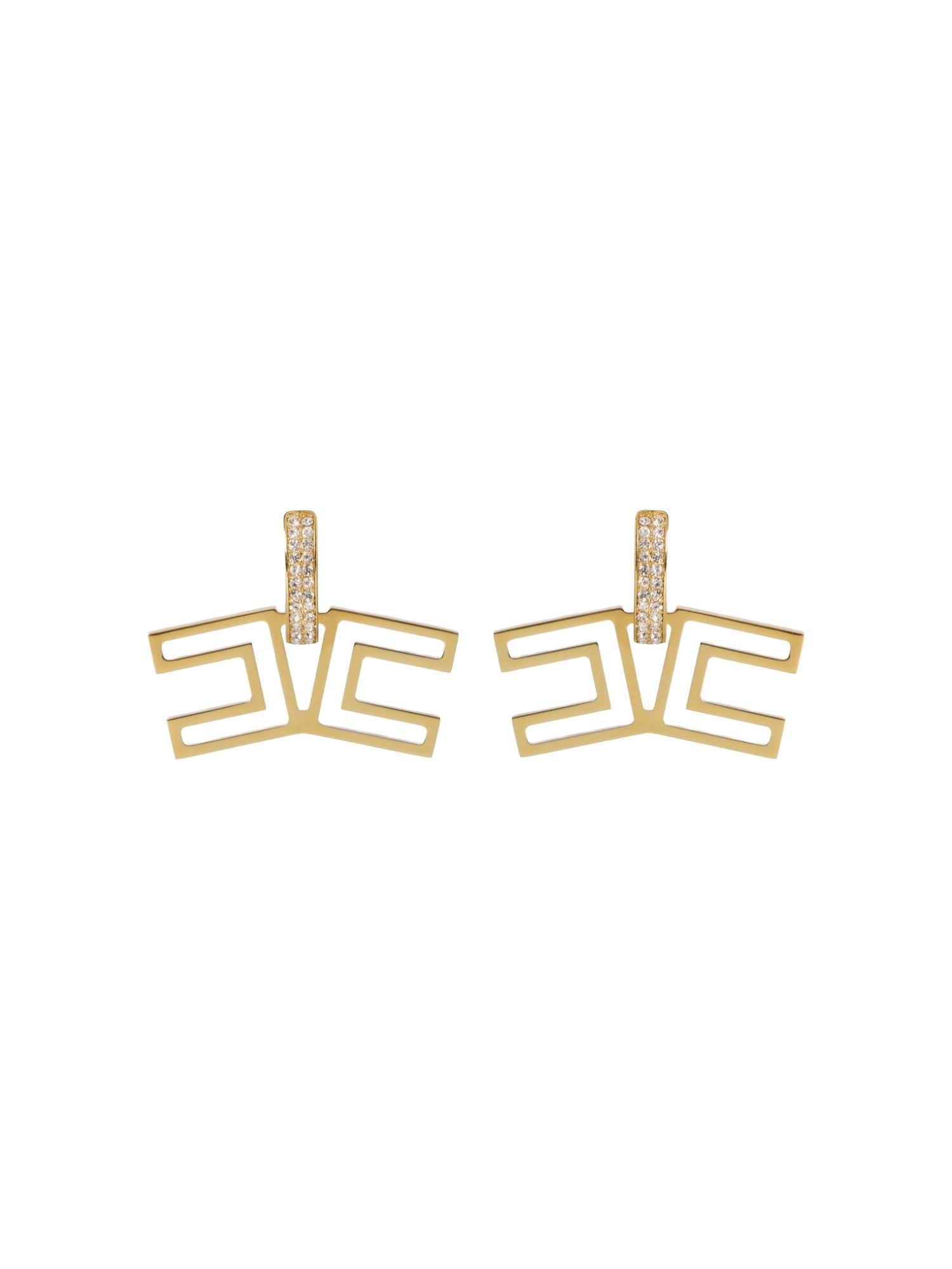 Elisabetta Franchi Orecchini con strass e logo