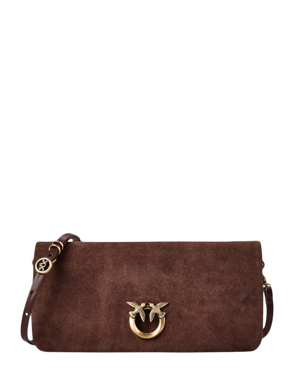 Pochette love bag click soft horizontal mini in pelle scamosciata
