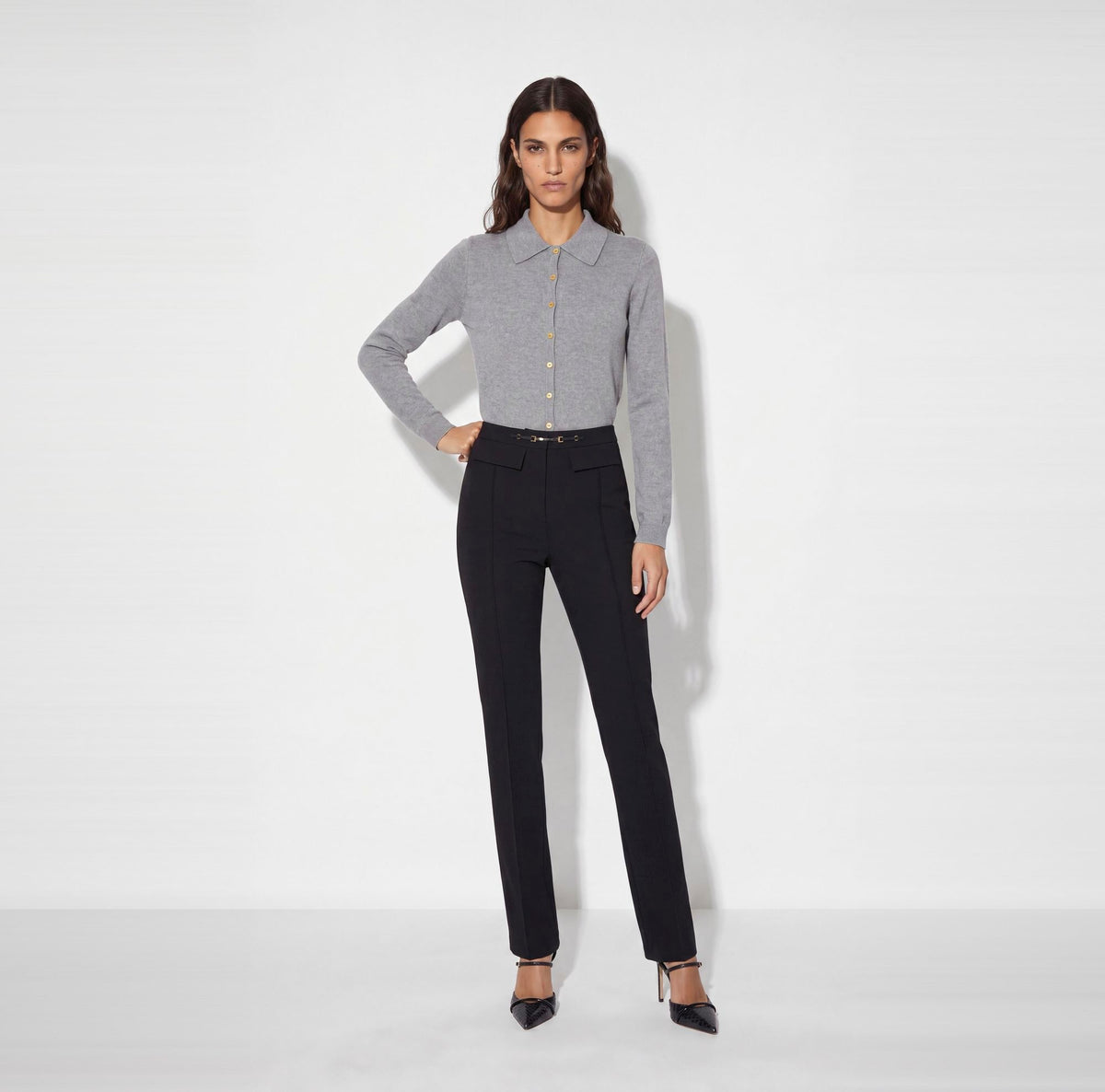 Pantaloni in doppio crêpe stretch