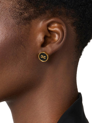 Elisabetta Franchi Orecchini a bottone con logo