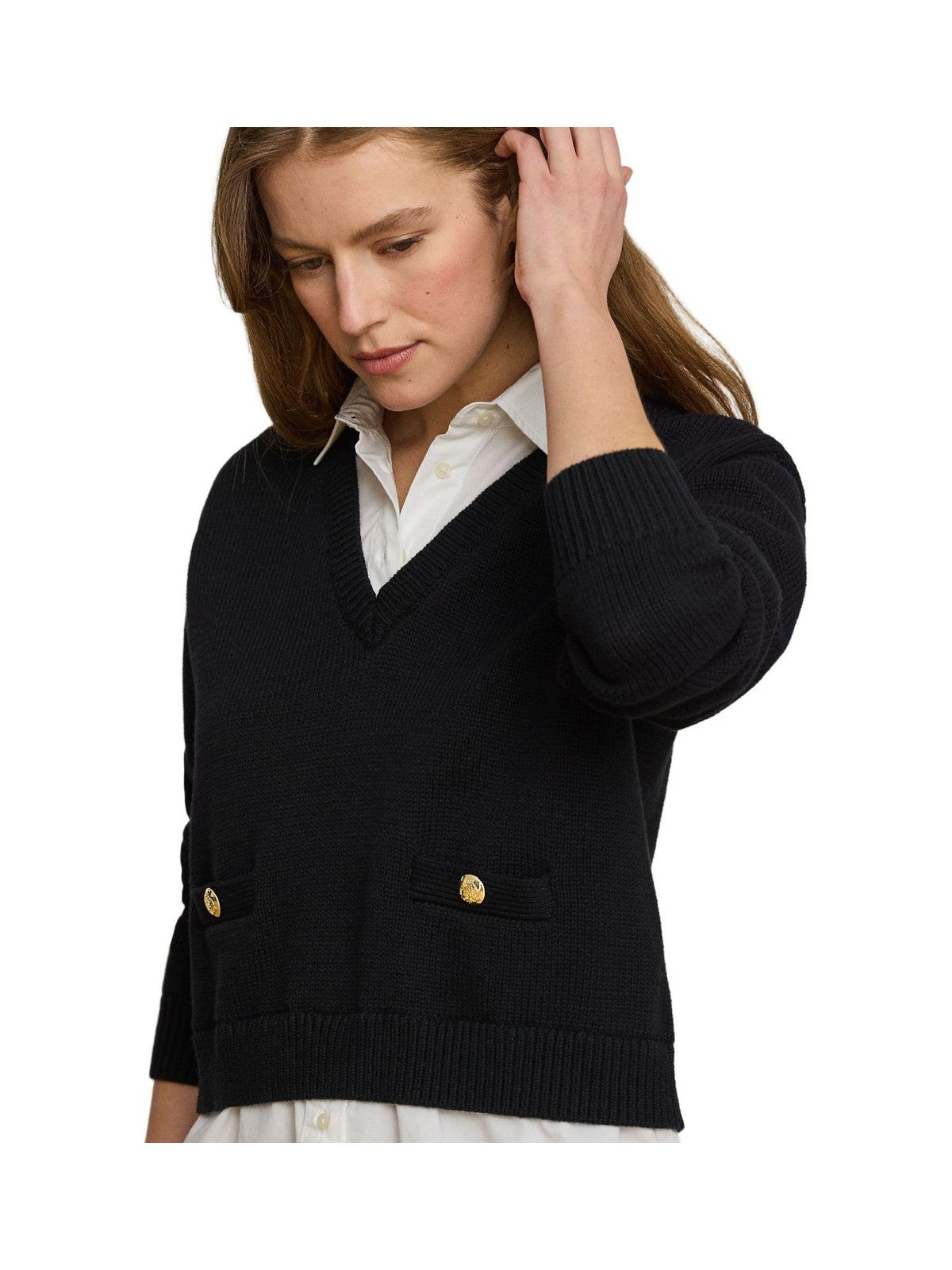 Maglione in cotone a strati con bottoni