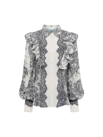 Blugirl Camicia con volant e stampa pizzo