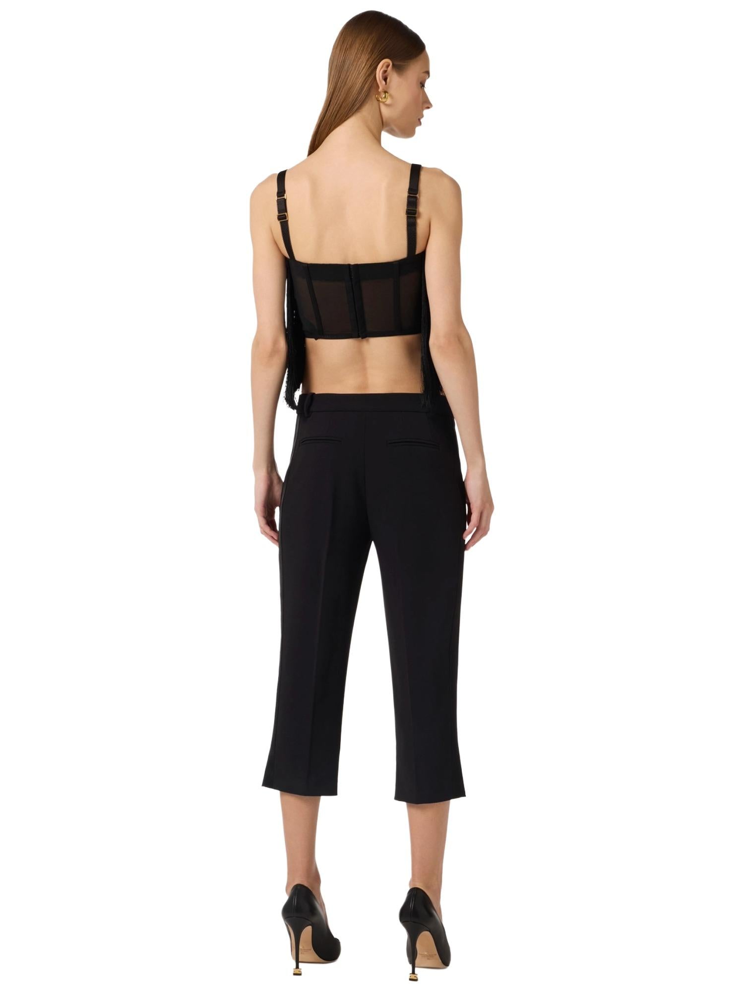 Elisabetta Franchi Pantalone 7/8 con bande in raso