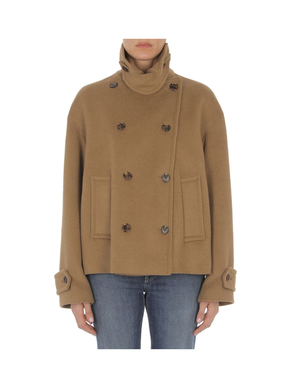 Cappotto Doppiopetto Corto in Misto Lana