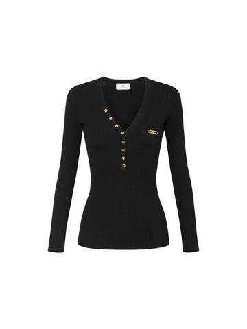 Elisabetta Franchi Maglia a costine con taschino