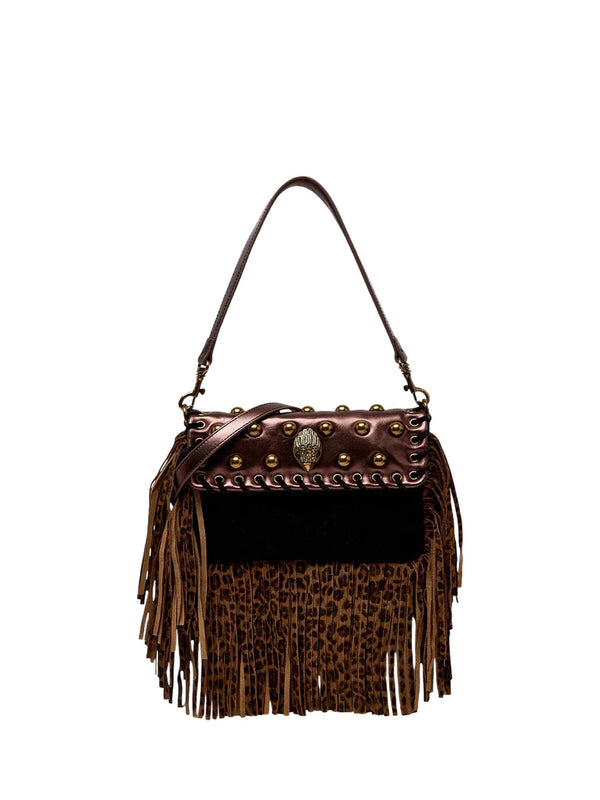 Borsa a spalla oxford piccola con frange