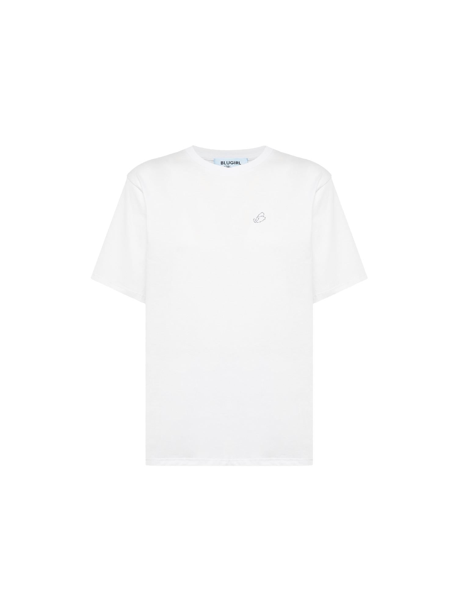 Blugirl T-shirt basic con logo in cristalli