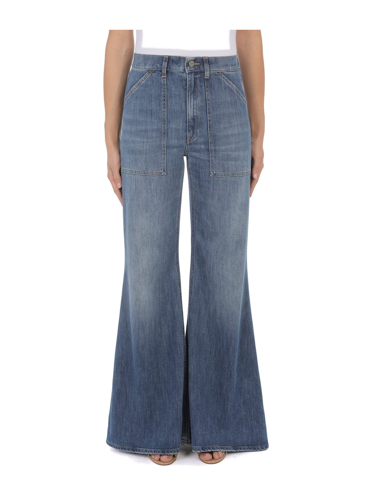 Jeans Wide Leg Ariana con Tasche Applicate