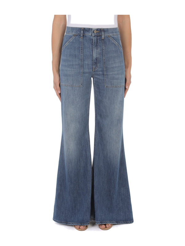 Jeans Wide Leg Ariana con Tasche Applicate