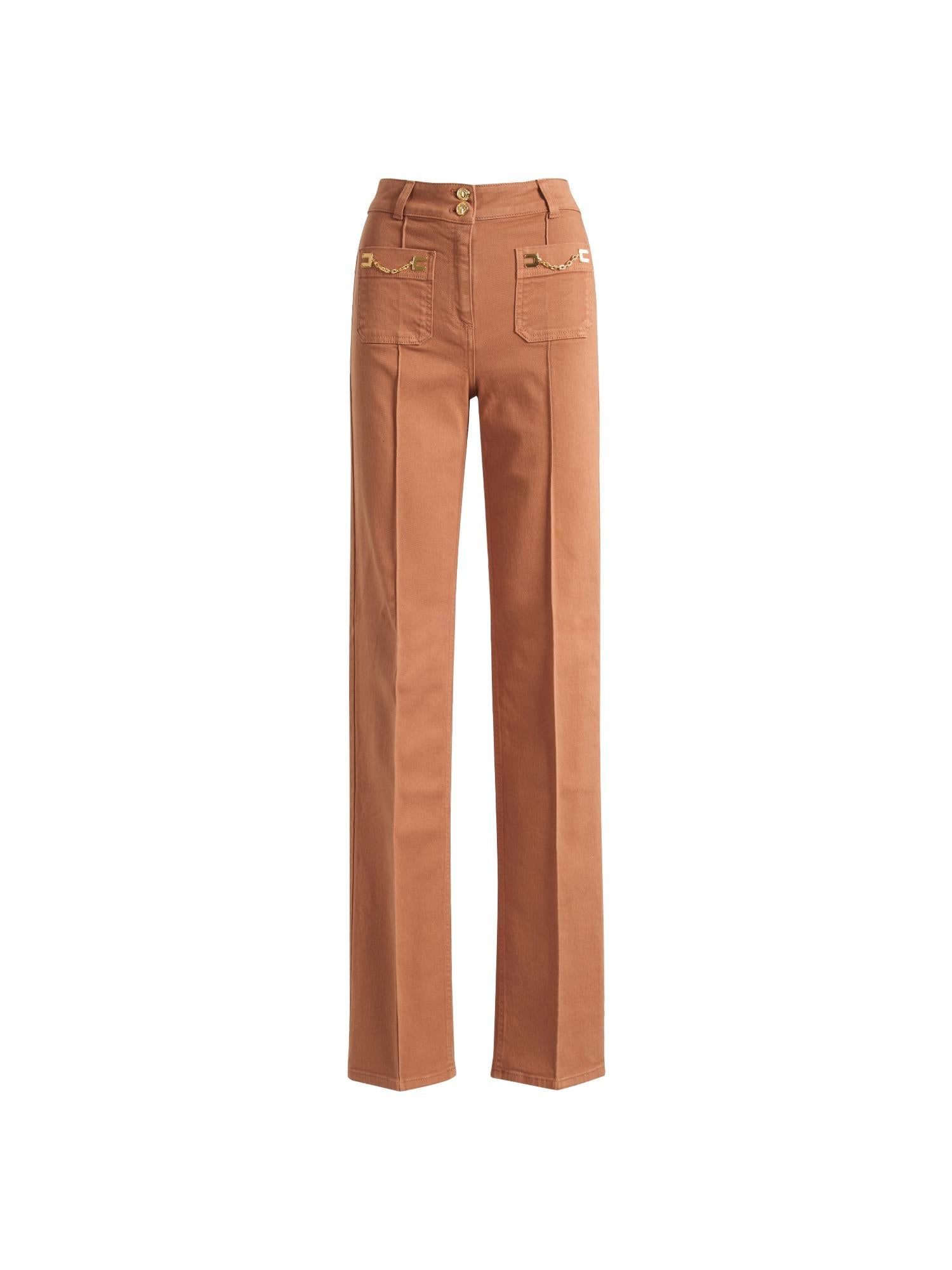 Elisabetta Franchi Jeans dritto con logo gioiello