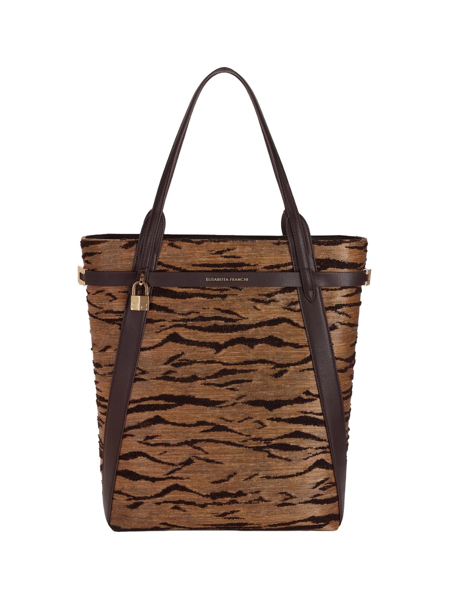 Elisabetta Franchi Borsa shopper con stampa tigre