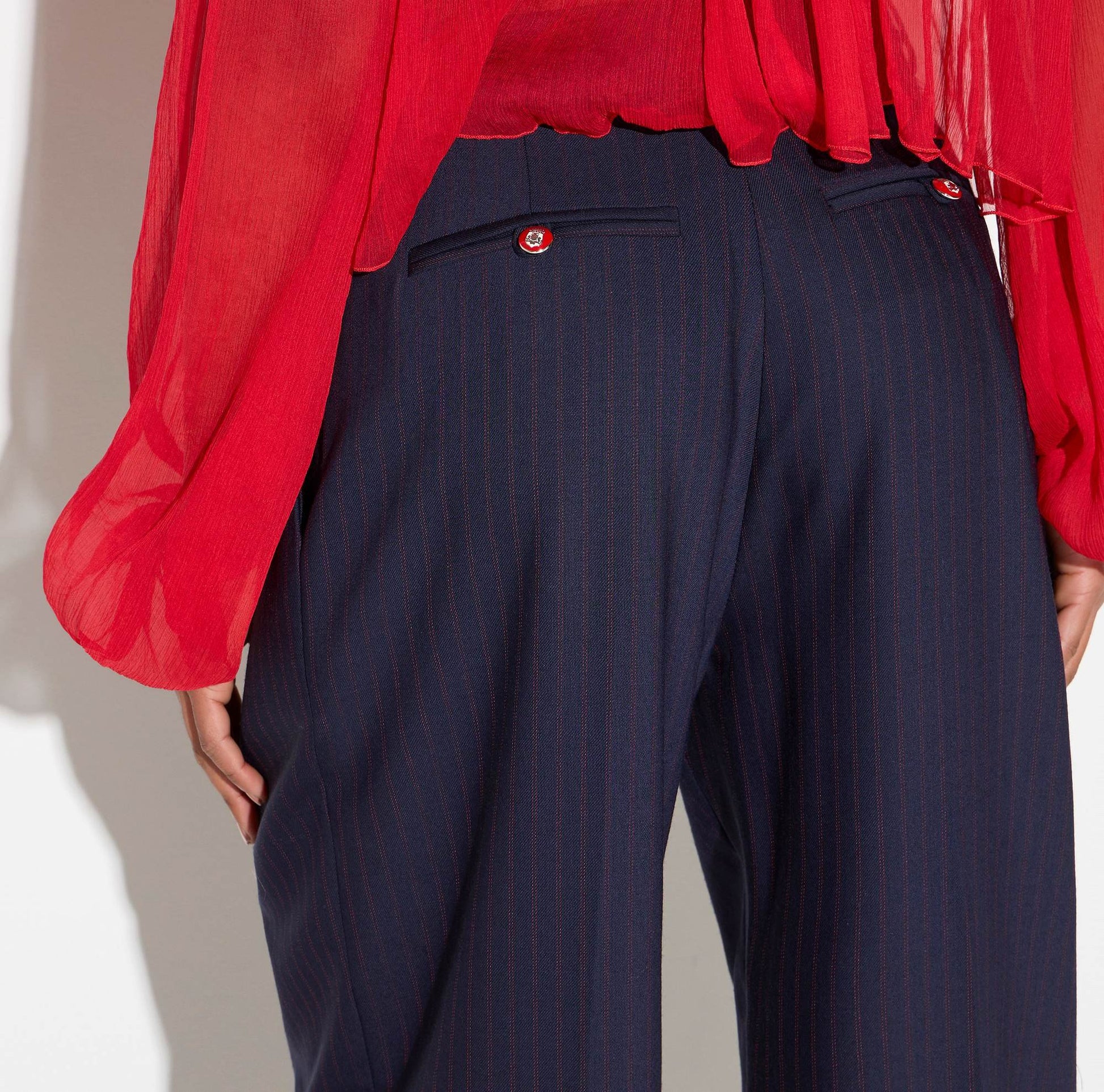 Pantaloni in fresco lana gessato