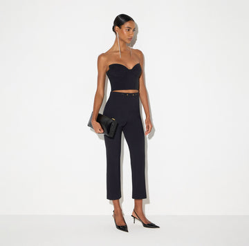 Pantaloni in doppio crêpe stretch con dettaglio gioiello