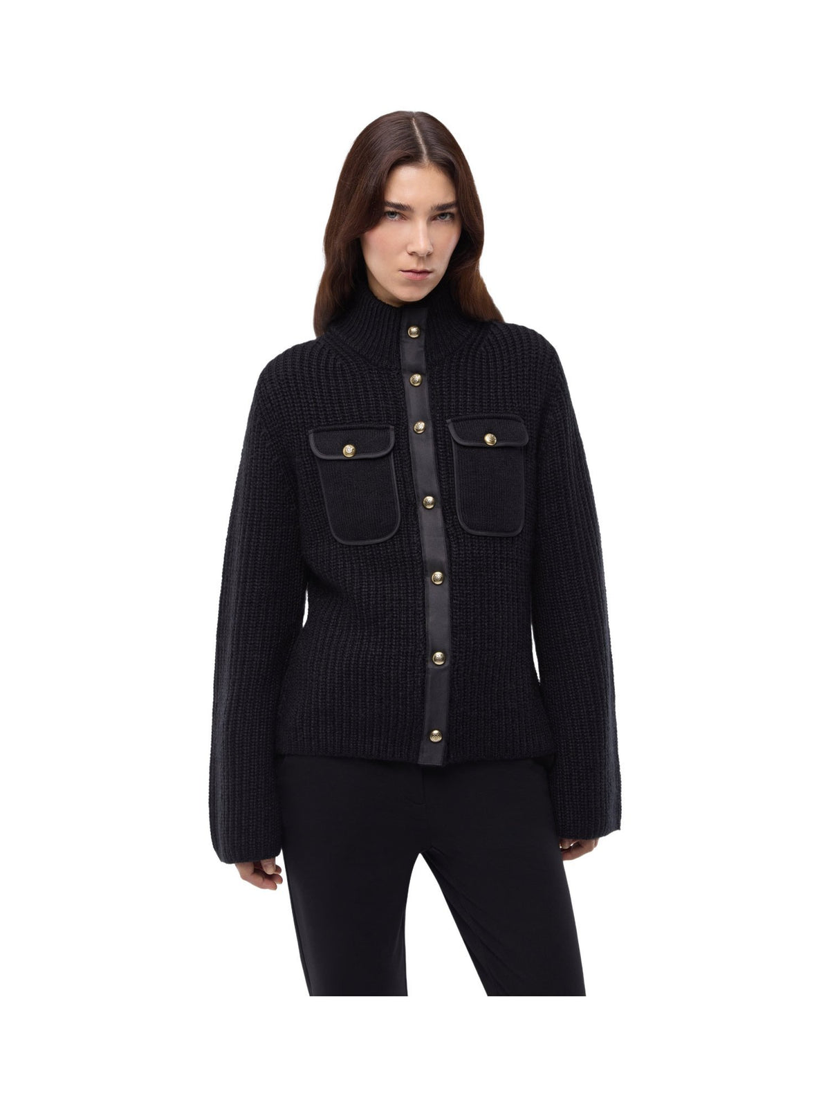 Cardigan a coste con tasche